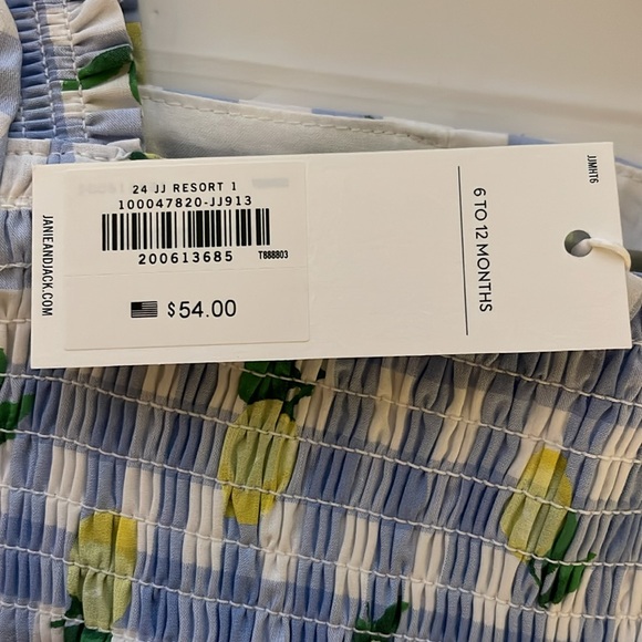 NWT ~ Janie and Jack Lemon Print Gingham Romper - Picture 10 of 11